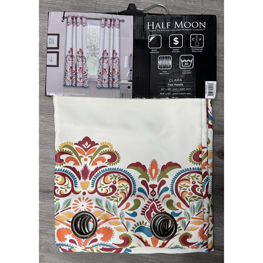2 Pack Curtain Panels Lush Decor Clara Damask Boho 52"x63" Brand new